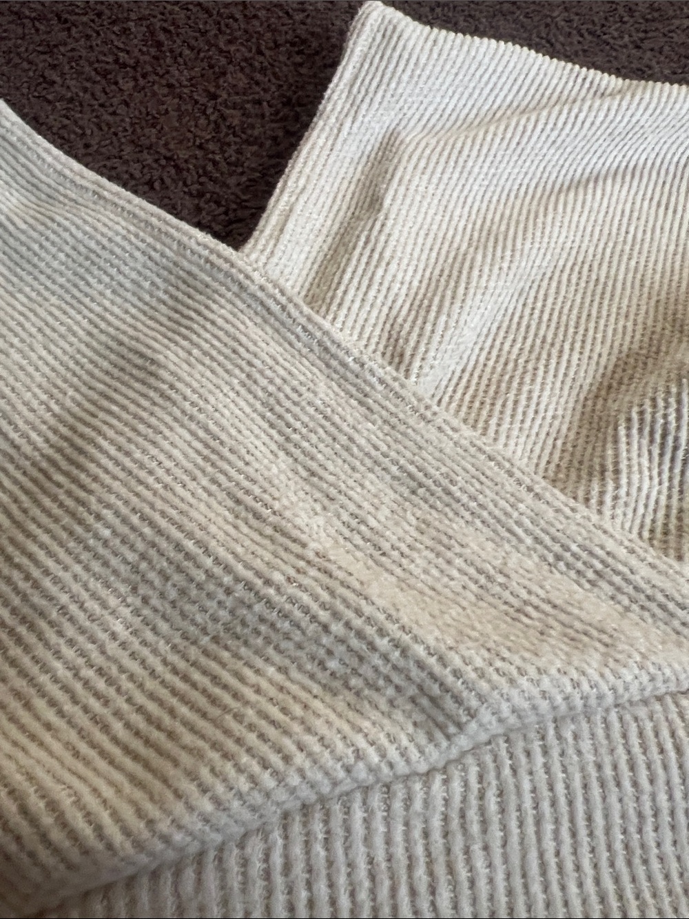 Cream Ribbed Wrap Crop Sweater - Picture 2 of 3